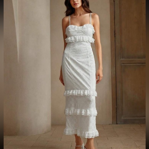Amazon Dresses & Skirts - Elegant White Eyelet Dress